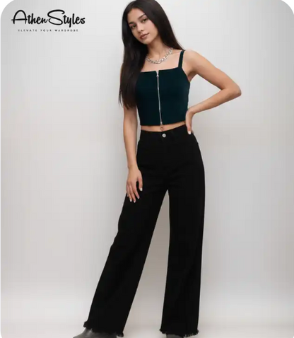 Black High-Waist Wide-Leg Jeans