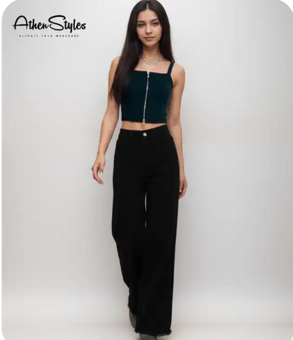 Black High-Waist Wide-Leg Jeans