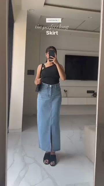 Long Maxi  Denim Skirt