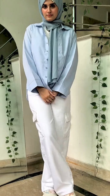 Athen Styles – Pure Black Cargo Wide-Leg Jeans